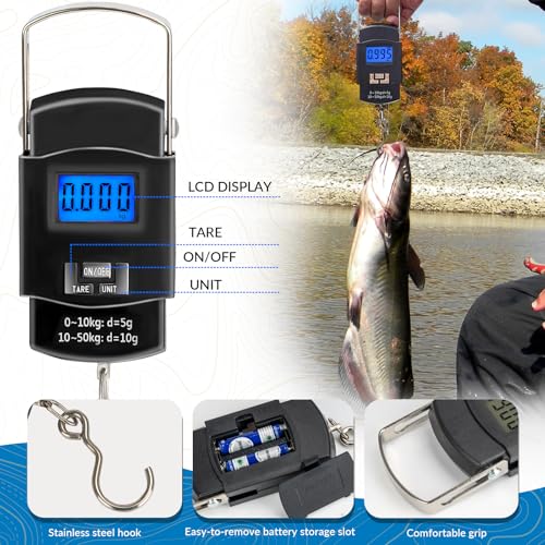 THKFISH 7Pcs Fishing Backpack with Fishing Pliers Kit, Tactical Fish Sling Tackle Bag Included Fishing Tackle kit, Digital Fishing Gear Weight Scale, Fish Hook Remover Tools - color: Black