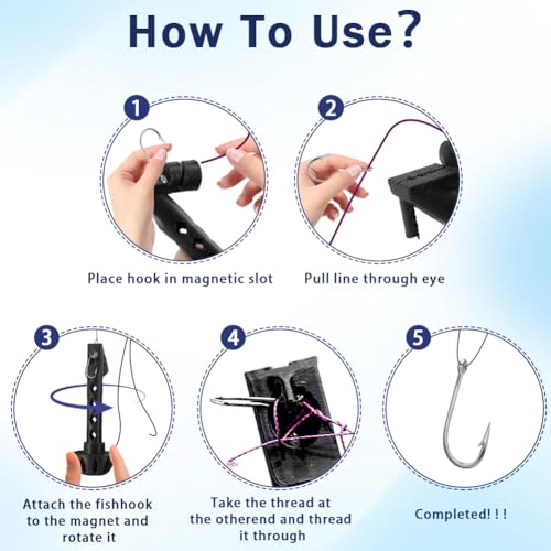 zxbaers 2PCS Magnetic Fly Threader & Knot Tying Tool, Fly Fishing Hook Threader with Curved Lure Pliers and Gloves, Knot Assist for Threading Hooks, Works with Most Hooks, tippets, and Fly Styles