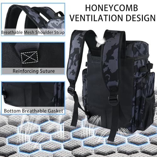 Fishing Backpack with 4 Tackle Boxes, 45L Large Tackle Bag & Fishing Tackle Backpack for Fishing, Camping, Hiking,Camouflage - color: Camouflage(with 4 Boxes)