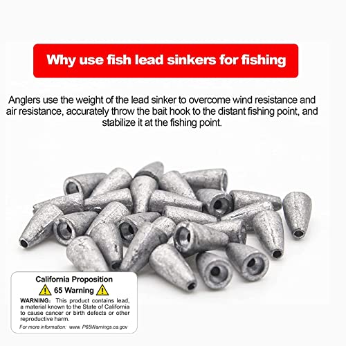 Fishing Weight Sinkers, 50pcs/55pcs Lead Worm Weights Fishing Sinkers for Bass Fishing Texas Rigs(2g/3.5g/5g/7g) - color: 7g/0.24oz-50pcs