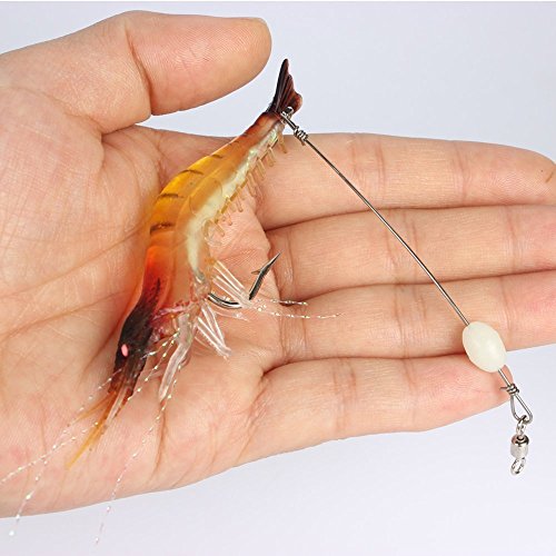 Goture Soft Shrimp Lures Fishing Saltwater Luminous Shrimp Bait Set Fishing Lures with Sharp Hooks for Freshwater Saltwater Trout Bass Salmon Crappie Walleye Pike Perch - color: 3.54in/0.21oz 12Piece