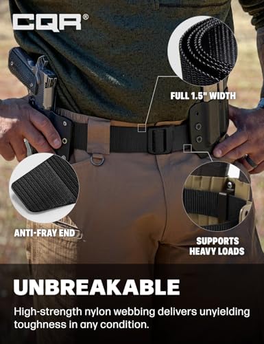 CQR Tactical Belt, Military Style Heavy Duty Belt, Webbing EDC Quick-Release Buckle - color: 2pack Dura Nylon Black/Brown, size: Large