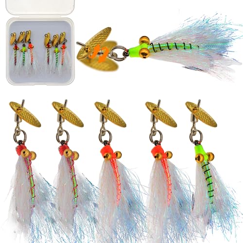 Fly Fishing Poppers Fly Fishing Dry Flies Topwater Fishing Lures Bass Popper Flies Bugs Lures Panfish Bait Fly Trout Bobber Flies Kit for Bass Trout Panfish Bluegill Salmon - color: D: 6pcs Fly Fishing Lures