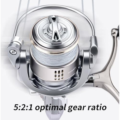 Spinner Reels Ultra Smooth Metal | Metal Reel Fishing for Bass Trout Catfish Saltwater Shore Pier River Stream Pond
