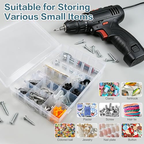 DILIBRA 5 Pack 36 Grids Large Plastic Organizer Box with Adjustable Dividers, Clear Craft Organizers Bead Organizers with Label Stickers, Compartment Container for Beads Crafts Jewelry Fishing Tackles - size: 5 Pack 180 Grids