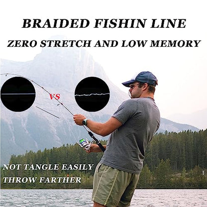 Braided Fishing Line, Strong Power, Great Abrasion Resistance, Thin Diameter, No Stretch, Low Memory and High Sensitivity(164/328/547/1093Yds) 10/15/20/30/40/50/60/70/80/100LB,4/8 Strands - color: Dark Green, size: 30LB-0.26mm-547YDS(500M)-4 Strands