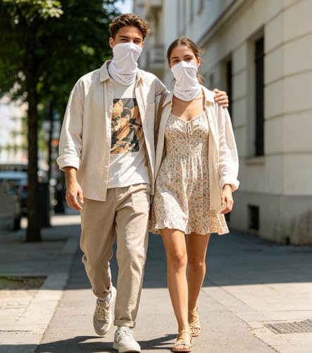 Fishing Neck Gaiter, Sun Protection Face Mask, Cooling Neck Shield Scarf Cycling Balaclava Bandana for Men and Women - color: White
