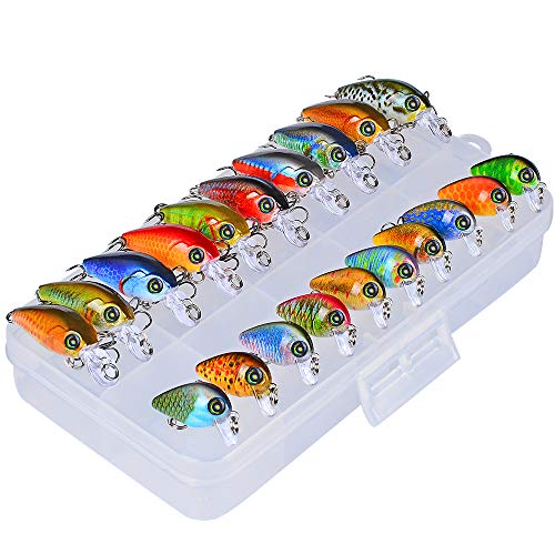 Mini Crankbait Fishing Lures Kits Swimbait Wobbler Hard Baits for Bass Trout Pike Freshwater and Saltwater 10pc-20pc/pack - color: 20pcs-mixed izes+BOX