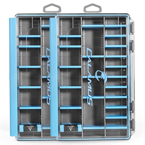 Calamus DryVault Waterproof Tackle Box, Sturdy 3600 Tackle Trays, Fishing Tackle Box Organizer With Removable Dividers, Lure Box and Terminal Tackle Storage - size: 3600(2 Pack)