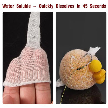 DONQL 5M PVA Mesh Carp Fishing with Scissors, 3 Pcs PVA Bags Carp Fishing, 45" Fast Water Soluble Mesh Bags Refill Bait - size: 25/37/44MM