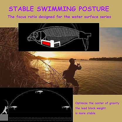 Top Water Fishing Lures 4PCS Fishing Lure for Bass Trout Pike Perch, Floating Bass Bait with Propeller Tail,Topwater Lure for Freshwater Saltwater