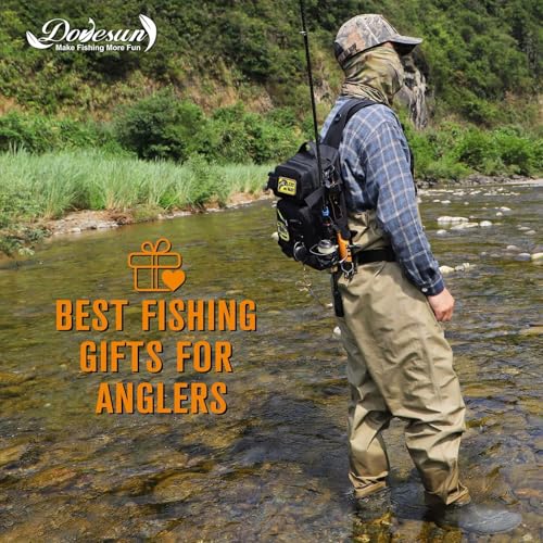 Dovesun Small Fishing Backpack with Tackle Boxes Fishing Sling Bag DIY Embroidery Patches Tackle Bag Gift for Men Black - color: A: Fishing Tackle Backpack(black)