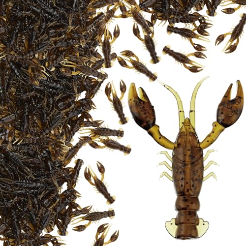 Soulchen 80 Pcs Micro Craw Scented Drop Shot Crappie Crawfish Bait Brown Black Fishing Soft Plastic Bait Bass Crawfish Lures Crappie Worms Lure Fishing Equipment Set - color: Classic Color