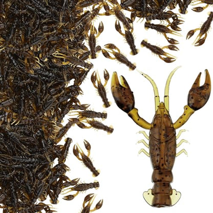 Soulchen 80 Pcs Micro Craw Scented Drop Shot Crappie Crawfish Bait Brown Black Fishing Soft Plastic Bait Bass Crawfish Lures Crappie Worms Lure Fishing Equipment Set - color: Classic Color