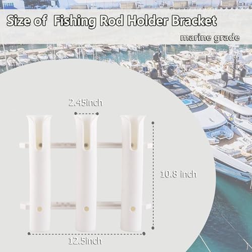 Fishing Rod Holder Bracket Wall Mounted Fishing Pole Holder,4 Pole Tube Attachment Rod Holders,Cooler Fishing Rod Holder with Tie-Down Slot,Use for YETI Coolers and RTIC Coolers