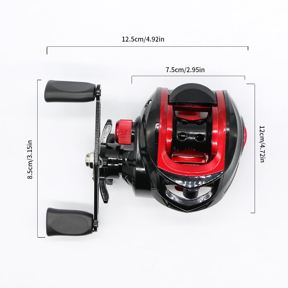Rooblinos BR Baitcasting Fishing Reel Lightweight Aluminum Spool Fishing Reel 17.6Lbs Max Drag Magnetic Braking System 7.2:1 High-Speed Gear Ratio Saltwater Freshwater Baitcaster Reels