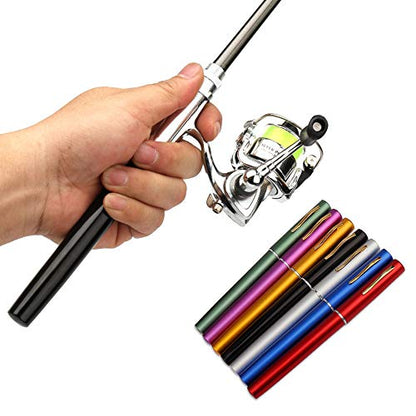 Lixada Fishing Rod Reel Combo Mini Pen Fishing Pole Kit Telescopic Fishing Rod Spinning Reel Combo Kit - color: Purple, size: 1.0 m