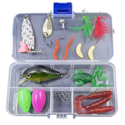 Fishing Lures Freshwater Bait Tackle kit.Tackle Box Including crankbaits topwater Lures,Jigs,Spoons and More Fishing Gear Set.Suitable for Bass Trout Salmon. - color: B20PCS