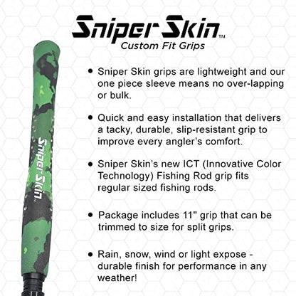 SNIPER SKIN Fishing Rod Grip - Fishing Gear Accessories - Waterproof & Adjustable - Easy to Install, Strong Replacement Grip - color: Black Lightning