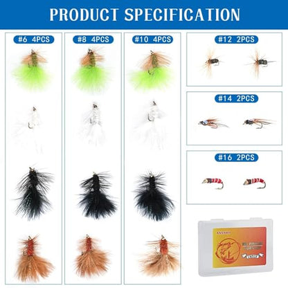18PCS Fly Fishing Flies Assortment, Hand Tied Woolly Bugger Flies for Trout Bass Flyfishing, Wet Nymphs Streamer Flies Fly Fishing Lures