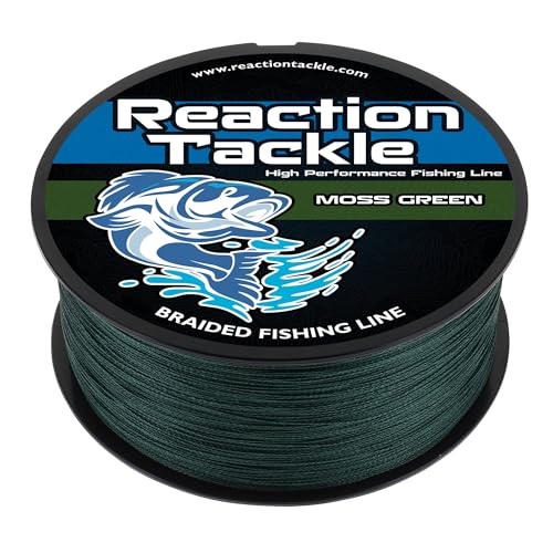 Reaction Tackle Braided Fishing Line - Pro Grade Power Performance for Saltwater or Freshwater Fish - Colored Fishing Line Braid for Extra Visibility - color: Moss Green, size: 8 Lb (300 Yards)