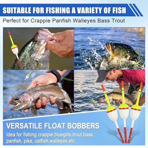 Wood Slip Bobbers Fishing Floats and Bobbers Spring Oval Stick Slip Floats for Crappie Catfish Trout Panfish Walleyes Bass Fishing 10/20pcs - color: 1.57in*0.91in*5.63in-10pcs