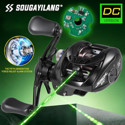 Sougayilang Baitcasting Reel with Digital Anti-Backlash Control - Smart Computer Braking System, 7.2:1 Gear Ratio, 18.5LB Max Drag-Easy Casting Baitcaster for Beginners & Bass Anglers - color: black, size: Right Hand