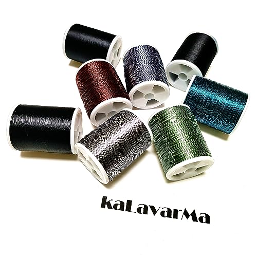(8pcs*240yd) Kalavarma Rod Wrapping Thread for Fishing Rod Wrapping Thread Rod Building Repair - style: Metallic klm044