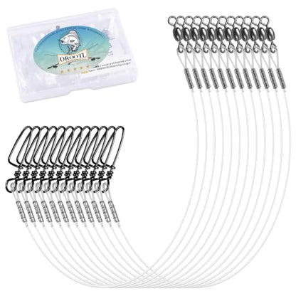Fishing Fluorocarbon Leader Line, 12/48pcs Fluorocarbon Fishing Lines with Swivel and Snaps Heavy Duty 20-50lb Saltwater Freshwater Fishing Leader Connects Lures Bait Hooks - style: 30lb-12pcs