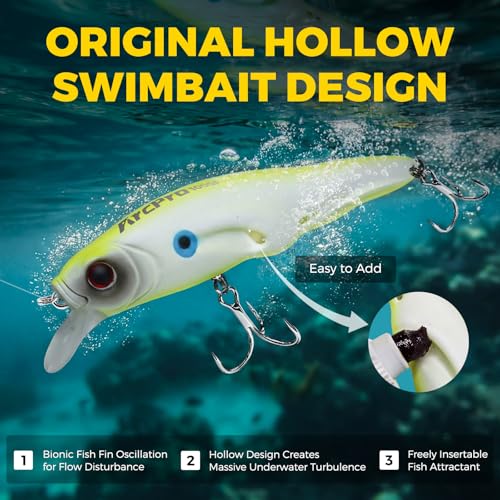 Topwater Fishing Lures -Hard Swimbait,3 8/9in 1/2oz Floating Lure with Hollow Cavity for Scent Attractant, for Bass,Pike,Trout,Freshwater & Saltwater - color: Chaetodontidae