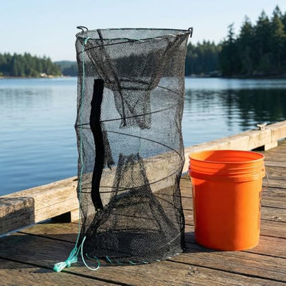 ZENFUN 2 Pcs Fishing Bait Trap, Crab Traps Minnow Traps, Crawfish Trap, Collapsible Net, Foldable Fishing Net Portable Folded Fishing Accessories