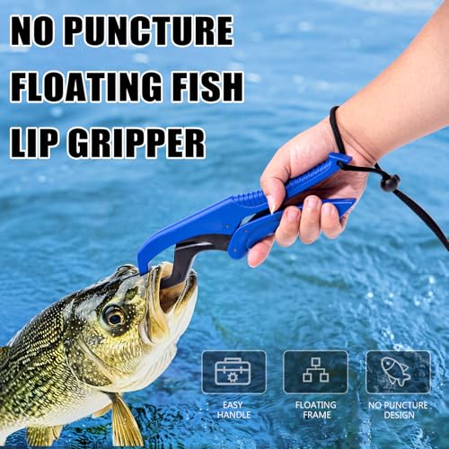 Fishing Tool Kit, 50 Pieces Fishing Gear, Fishing Pliers with Lanyard, Fillet Knife, Fish Lip Gripper, Fly Ice Fishing Hook Extractor, Anti-Cutting Gloves, Fishing Lures Baits Accessories