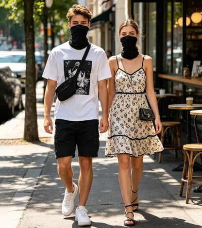 Fishing Neck Gaiter, Sun Protection Face Mask, Cooling Neck Shield Scarf Cycling Balaclava Bandana for Men and Women - color: Black