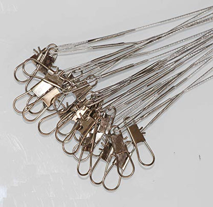 50pcs Fishing Wire Leaders Heavy Duty Nylon-Coated Fishing Line Wire Leaders with Swivels and Snaps 6inch Black/Green/Silver - color: 50pcs silver, size: 6 inch