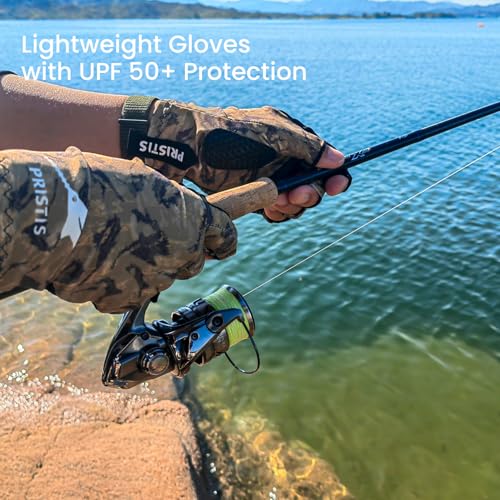 Pristis Half-Finger Fishing Gloves, UPF 50+ Breathable Quick Drying Fingerless Sun Gloves for Women Men, Fly Fishing Hunting Paddling Sailing Kayaking Hiking Canoeing Cycling - color: Canyon CAMO, size: S - M