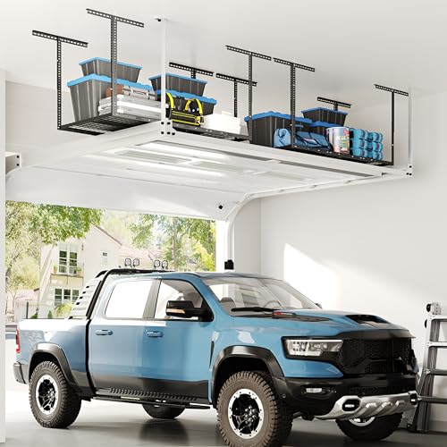 FLEXIMOUNTS 3x6 Overhead Garage Storage Adjustable Ceiling Rack 72" Length x 36" Width x 40" Height, 450lbs Weight Capacity, Hammertone, Classic Series - color: Hammertone, size: 3x6 ft