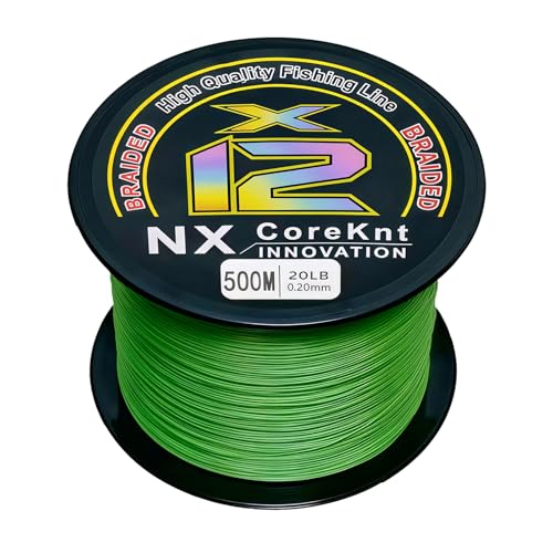 Braided Fishing Line, 12 Strands Pro Grade Braid Fishing Line - Abrasion Resistant - Zero Stretch - Super Tough - Braided Lines for Saltwater or Freshwater - color: 546 Yards(500 M), size: 20 LB