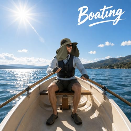 HUAMULAN Women Large Brim Sun Hat with Neck Flap, Men Quick Dry Hiking Fishing Safari Hat UPF 50+ - color: Yq005-armygreen