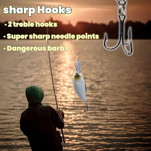 Bestac Fishing Lures Hard Bait Deep Diving Swimbait Crankbait Topwater Lures with Treble Hooks 3D Eyes for Bass Trout Freshwater and Saltwater Depth 1-1.5m Weight 14.5g - color: #4