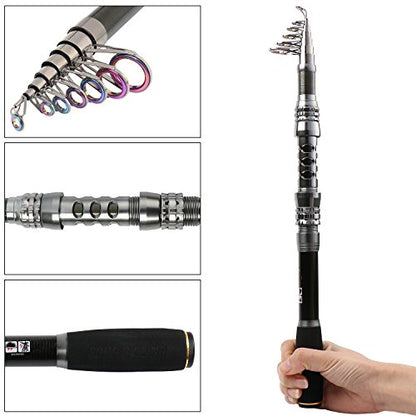 Sougayilang Fishing Rod Reel Combo with Telescopic Fishing Pole Spinning Reel Carrier Bag for Travel Saltwater Freshwater Fishing - size: 6.89 ft, style: C-only Fishing Rod