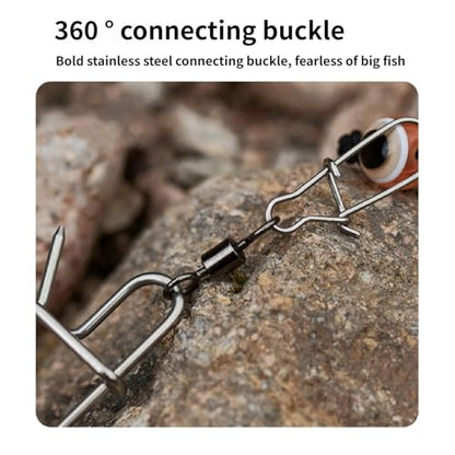 Live Fish Holder Stringer with Stainless Steel Chain and Reel Tackle Fishing Holder Buckle Set with Reel - color: 5 buckles, size: 5m