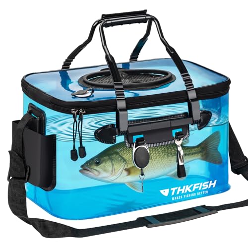 Foldable Transparent Fishing Bucket, 6 Gallon Foldable Bait Bucket, Live Fish Container Multi-Functional Bucket, Live Bait Bucket for Saltwater, Camping, Moving (23l/6Gallon with no Aerator) - size: 6Gallon with no Aerator