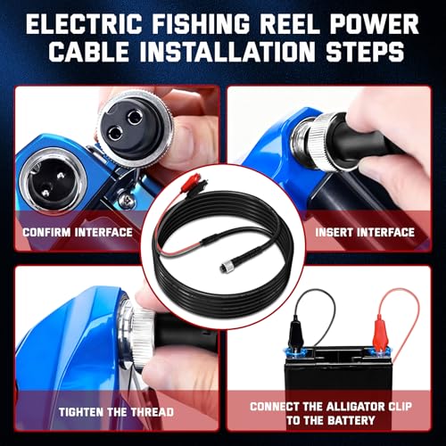 10FT Fishing Reel Replacement Part for Daiwa 1000 750 500 and for Shimano Power Cord Cable Battery Connecting Line Double Connectors 3M