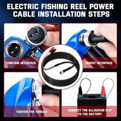 10FT Fishing Reel Replacement Part for Daiwa 1000 750 500 and for Shimano Power Cord Cable Battery Connecting Line Double Connectors 3M