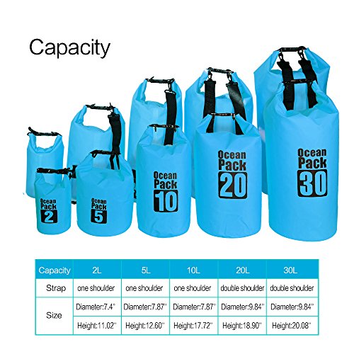 Dry Sack/Floating Waterproof Bag 2L/5L/10L/20L/30L for Boating, Kayaking, Hiking, Snowboarding, Camping, Rafting, Fishing and Backpacking - color: Blue, size: 10L