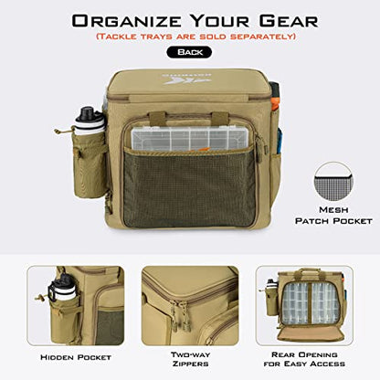 KastKing Fishing Tackle Bags - Saltwater & Freshwater Fishing Bags - Water Resistant, Padded Shoulder Strap - Gear Storage - color: Khaki--Large, size: Large