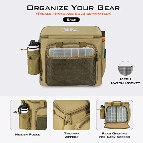 KastKing Fishing Tackle Bags - Saltwater & Freshwater Fishing Bags - Water Resistant, Padded Shoulder Strap - Gear Storage - color: Khaki--Large, size: Large
