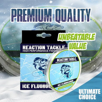 Reaction Tackle Ice Fishing Fluorocarbon Line - Fast Sinking, Abrasion Resistant, Low Visibility Leader and Main Line for Panfish, Trout, Walleye and Bass - size: 3 Lb (125 Yards)