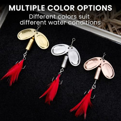 TRUSCEND Vibespinner Easy Catch Fishing Lures with BKK Hooks, Tail Spinner Baits with 4 Actions, Vibrating Swimming Flashing & Jigging for More Bites, Spoon Lures for Bass Trout Crappie Walleye Pike - color: B2-7/16oz-2"