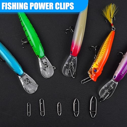AGOOL Speed Clips for Fishing Lures Kit, Fishing Snaps Clips High Strength Quick Change Clips Stainless Steel Fishing Power Clips Swivels Fishing Tackle Connector Snaps - style: 50pcs Fishing Clips Kit
